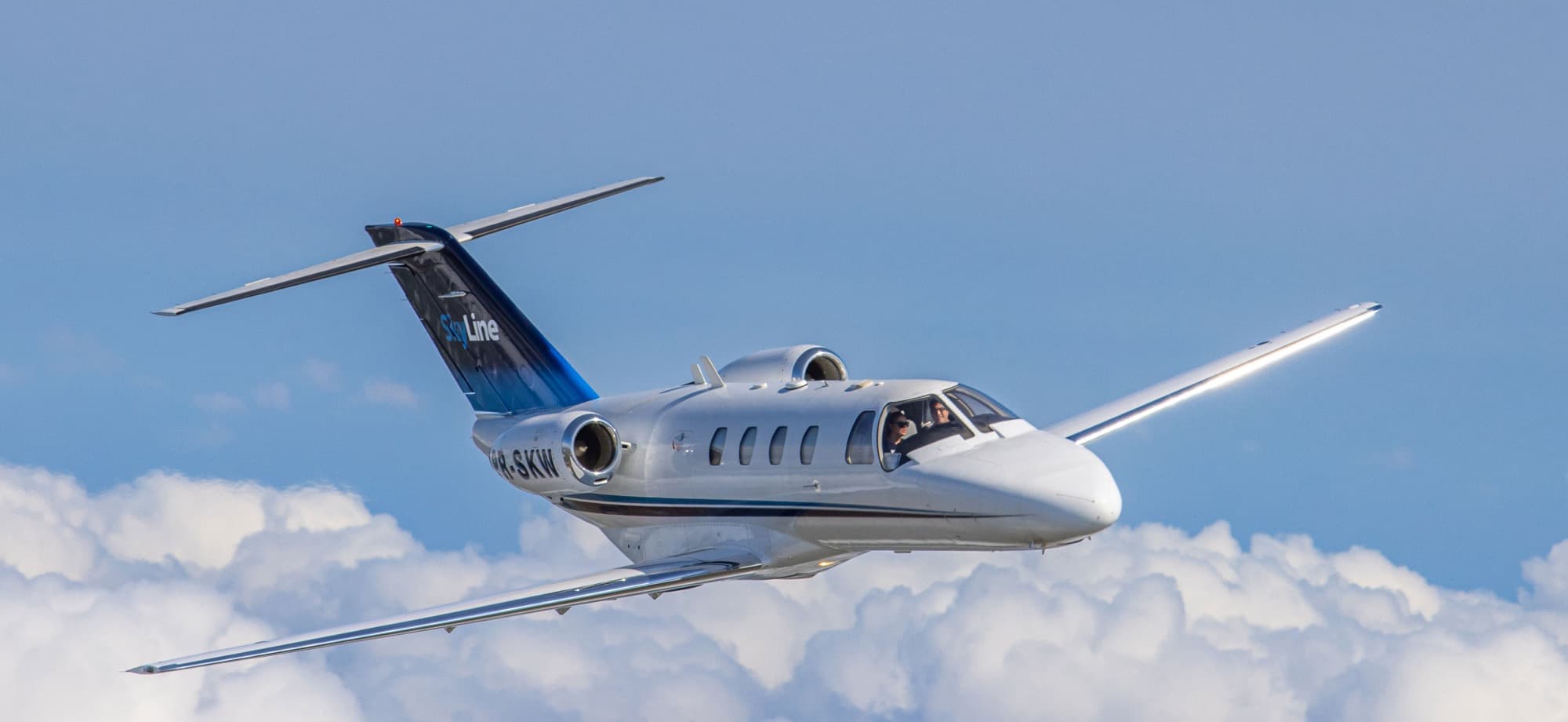 Cessna Citation Jet PR-SKW da SkyLine em voo, foto publicada no site da empresa